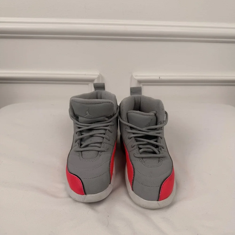 Nike Air Jordan 12 Retro Wolf Grey Racer Pink Kids Shoes 510816-060 Size 11C